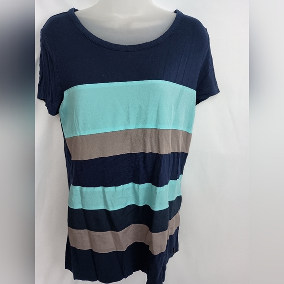 2/$30 TOMMY HILFIGER Nautical Blue Short Sleeve Relaxed Striped Summer T-Shirt - Picture 1 of 6